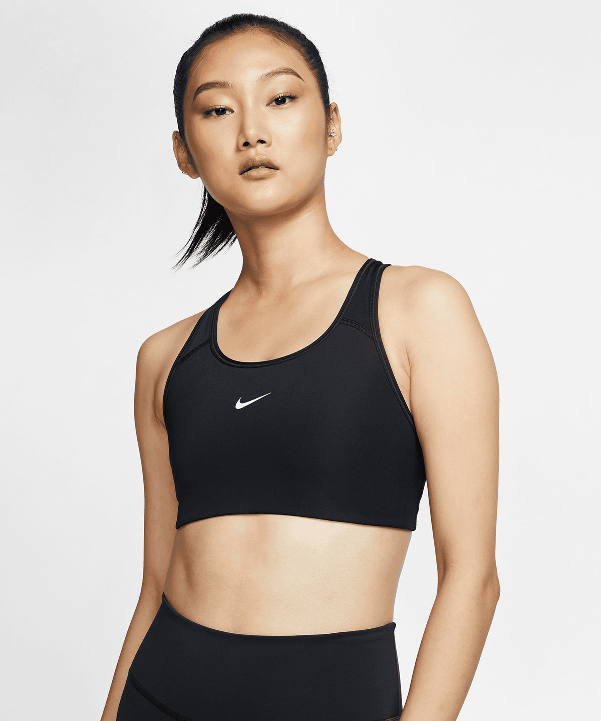 Womens Nike Dri-FIT Swoosh one-piece bra | black/white