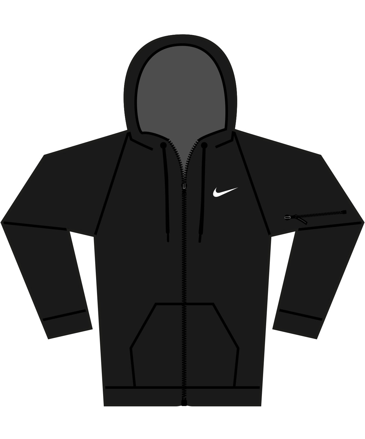 Nike mens full-zip fitness hoodie | Black/ Black/ White