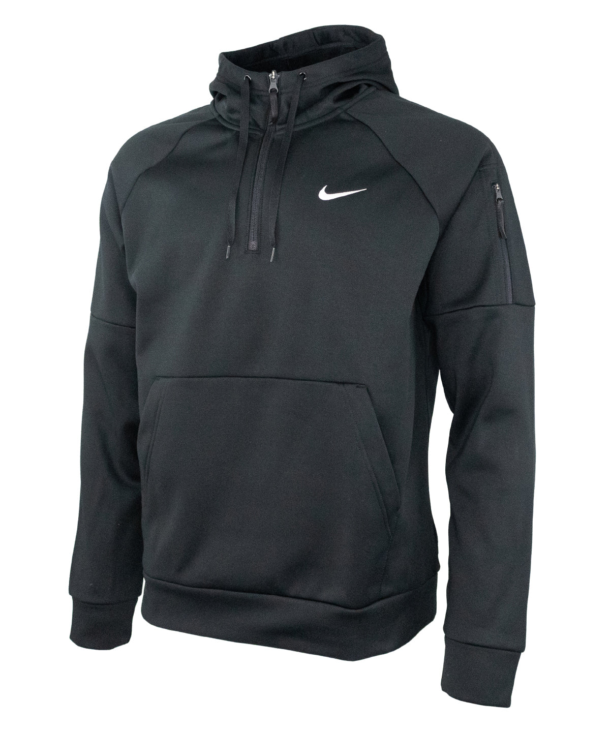 Nike mens 1/4 zip fitness hoodie | black/black/white