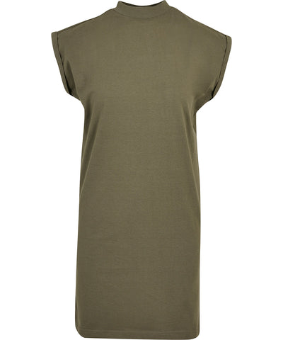 Womens extended shoulder dress | olive