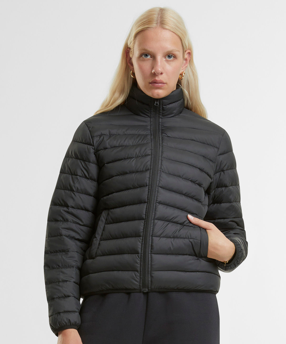 Womens light puffer jacket | black