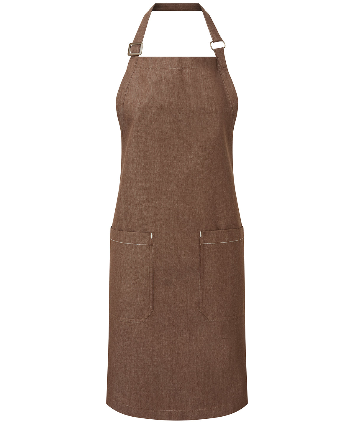 Cotton denim bib apron organic and Fairtrade certified | brown denim