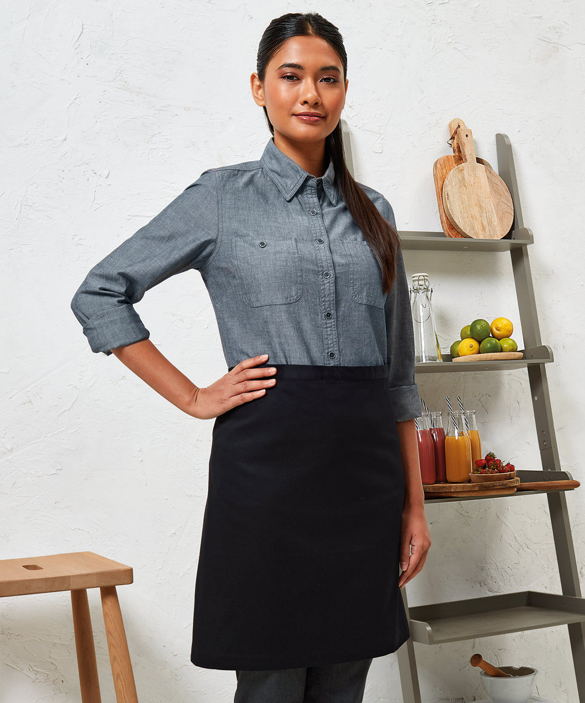 Cotton waist apron organic and Fairtrade certified | black