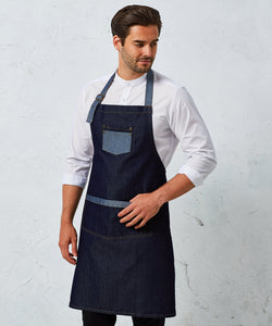 Domain contrast denim bib apron | black denim