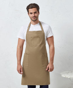 Chino cotton bib apron | black