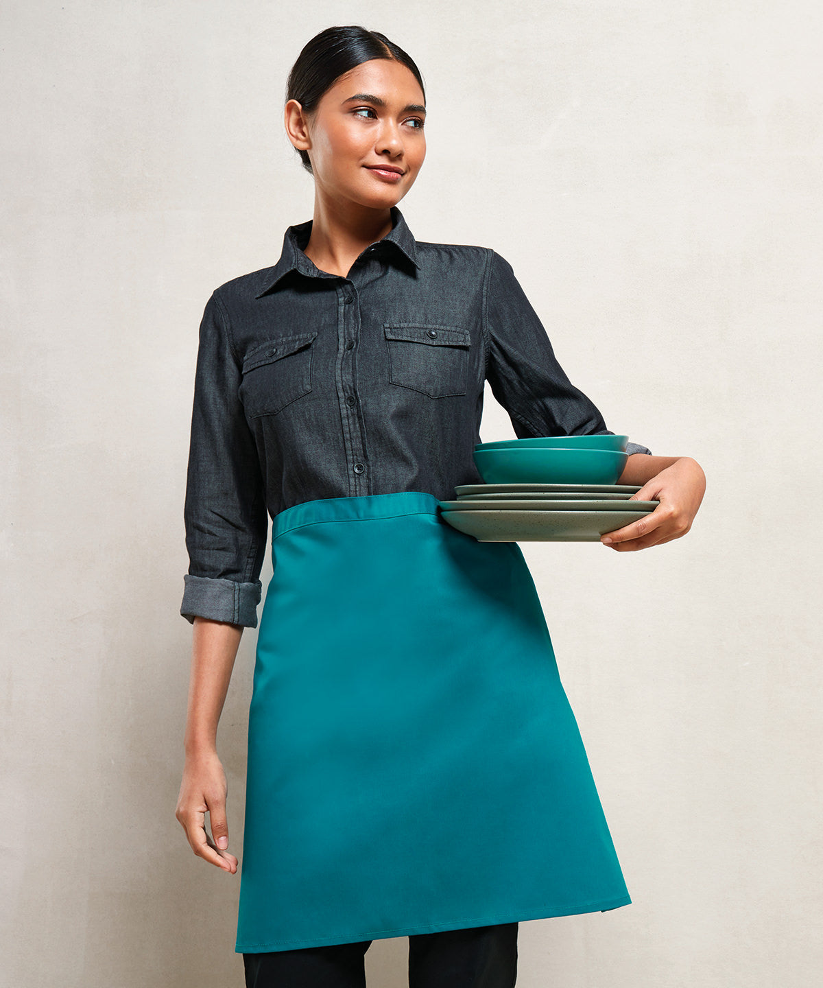 Colours mid-length apron | sapphire