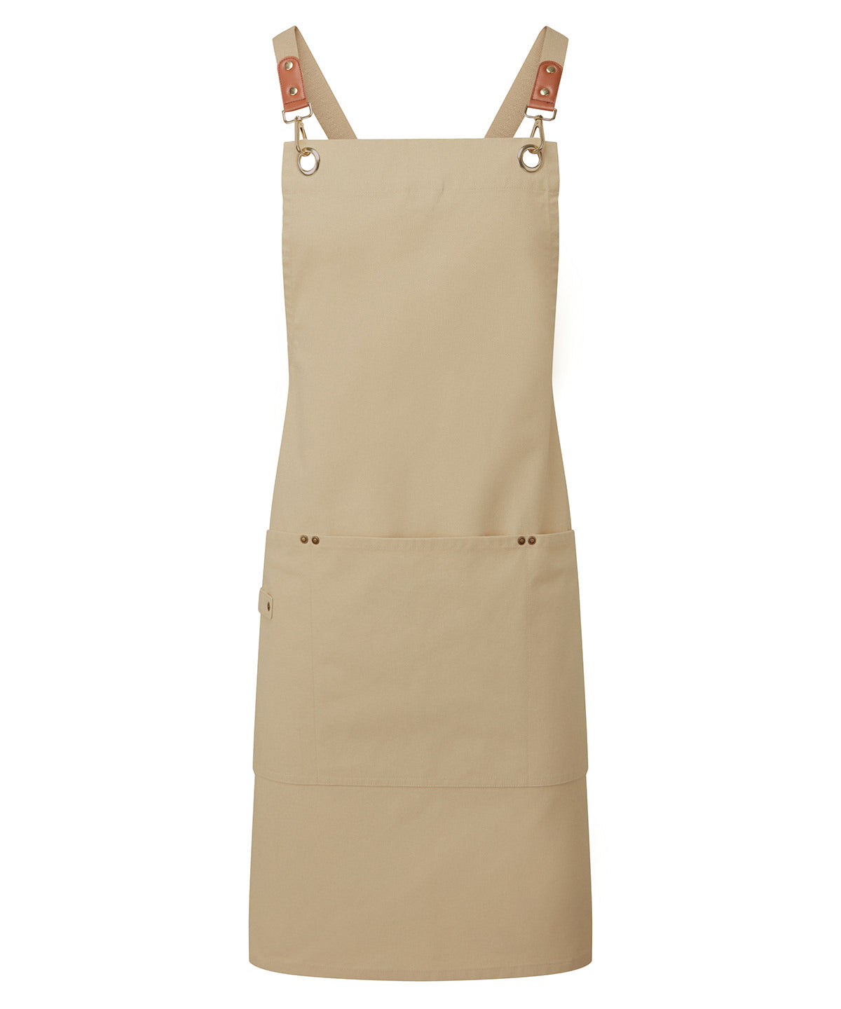 Clip n Clasp cross-back bib apron | khaki
