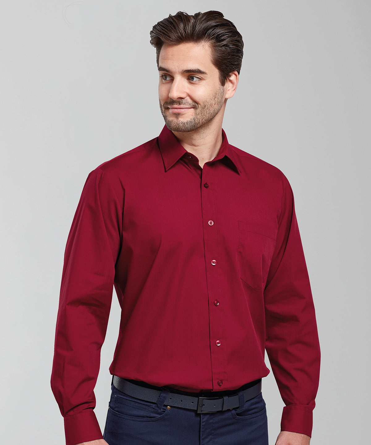Long sleeve poplin shirt | Royal*