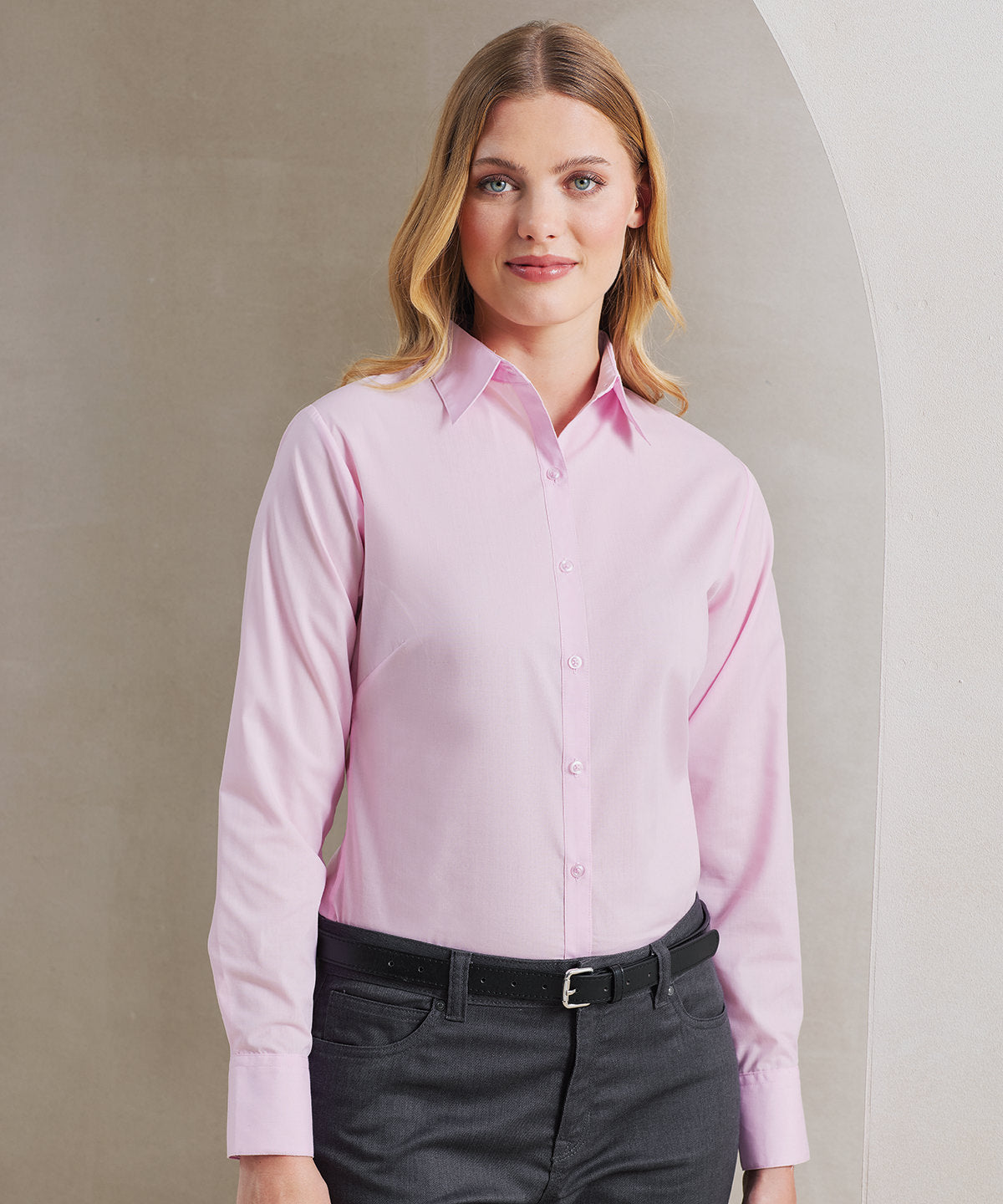 Womens poplin long sleeve blouse | turquoise