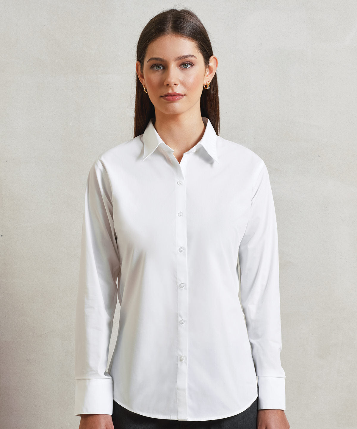 Womens supreme poplin long sleeve shirt | white