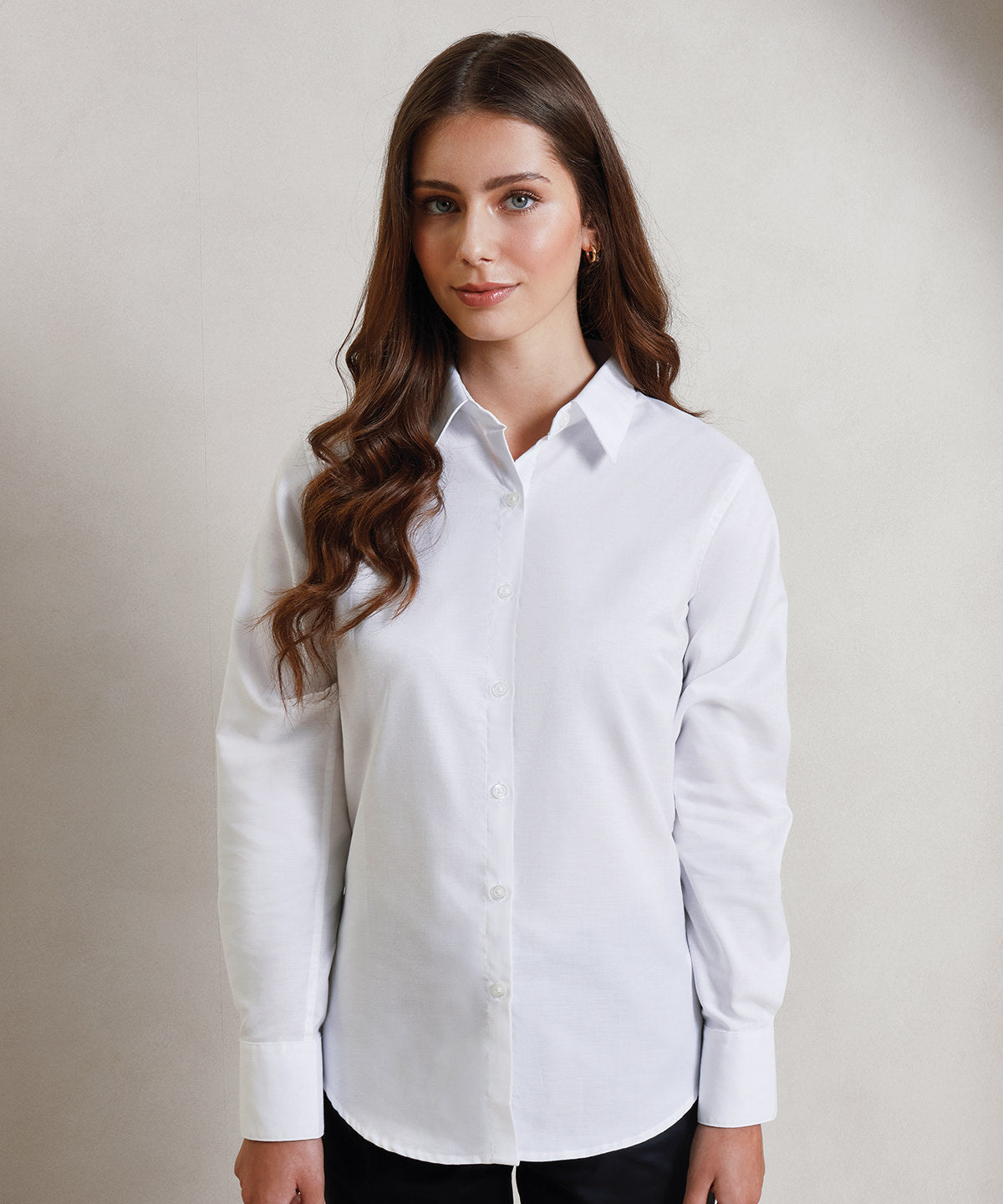 Womens signature Oxford long sleeve shirt | white