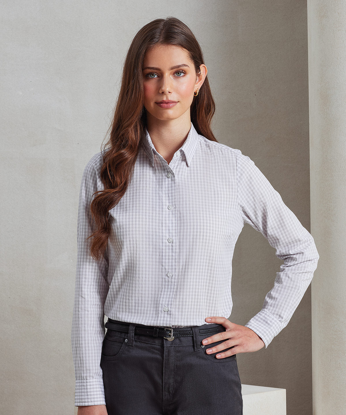 Womens Maxton check long sleeve shirt | black/red