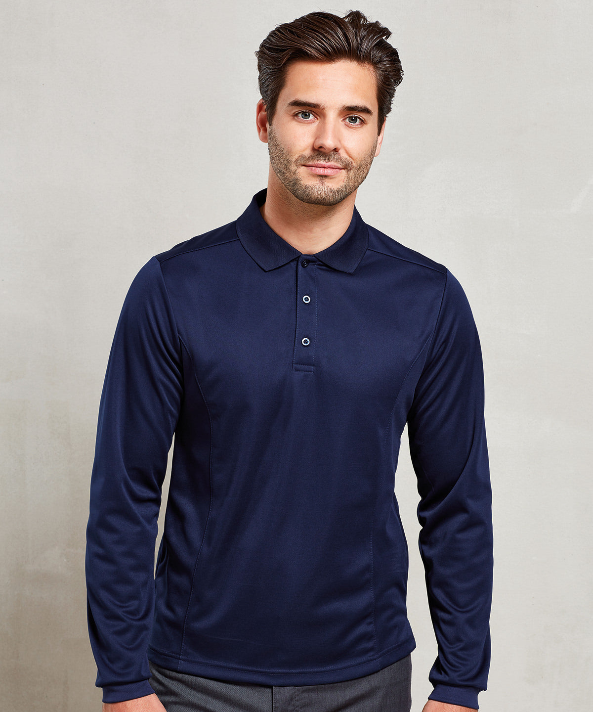 Long sleeve Coolchecker® piqu polo | navy