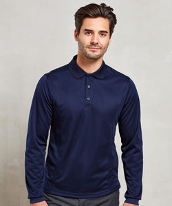 Long sleeve Coolchecker® piqu polo | black