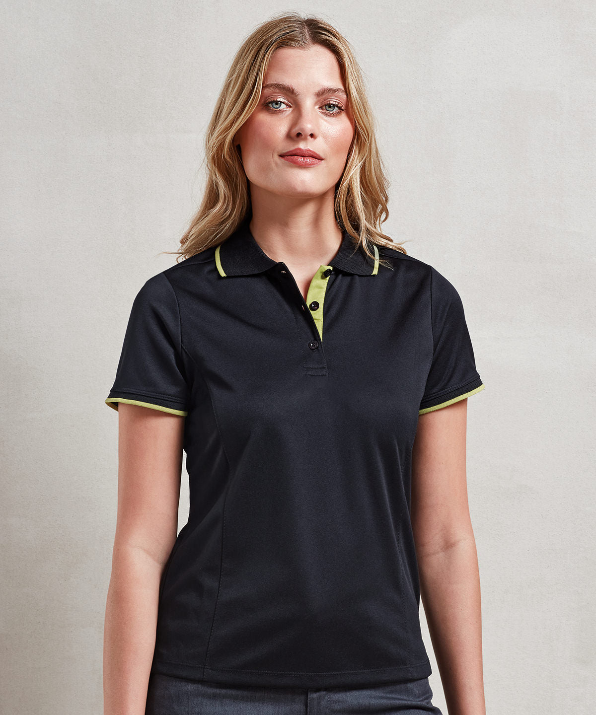 Womens contrast Coolchecker® polo | black/purple