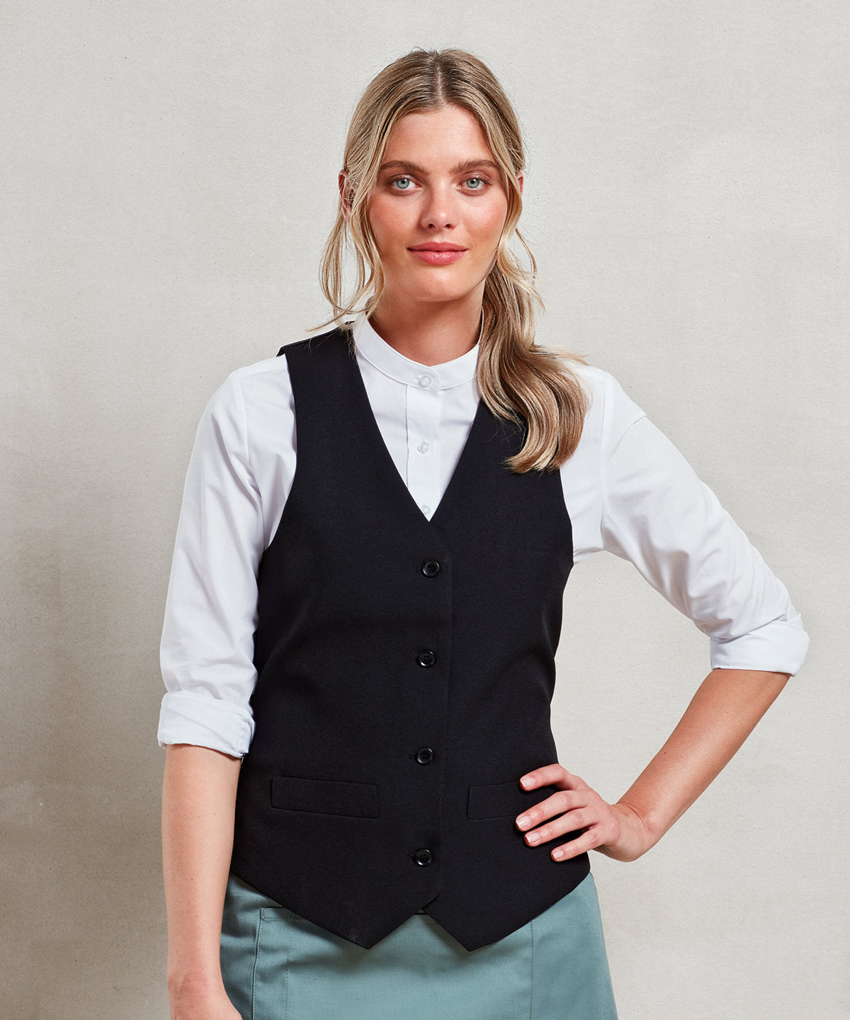 Womens lined polyester waistcoat | black