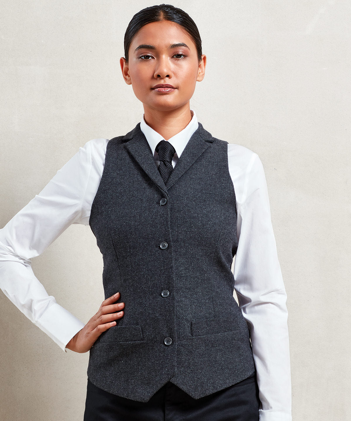 Womens herringbone waistcoat | charcoal