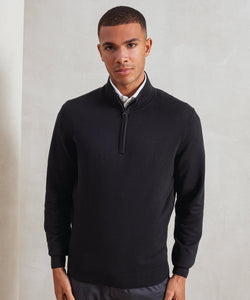 zip knitted sweater | black