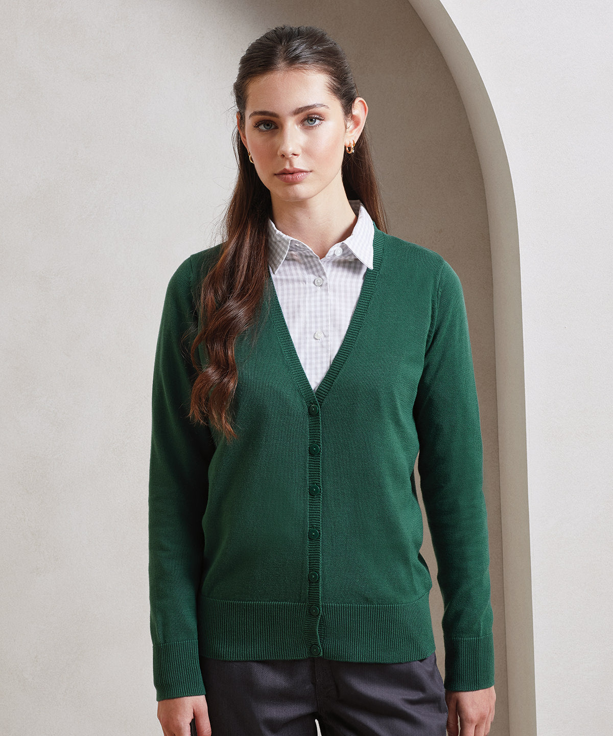 Womens button-through knitted cardigan | bottle