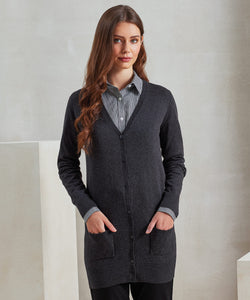 Womens longline knitted cardigan | black