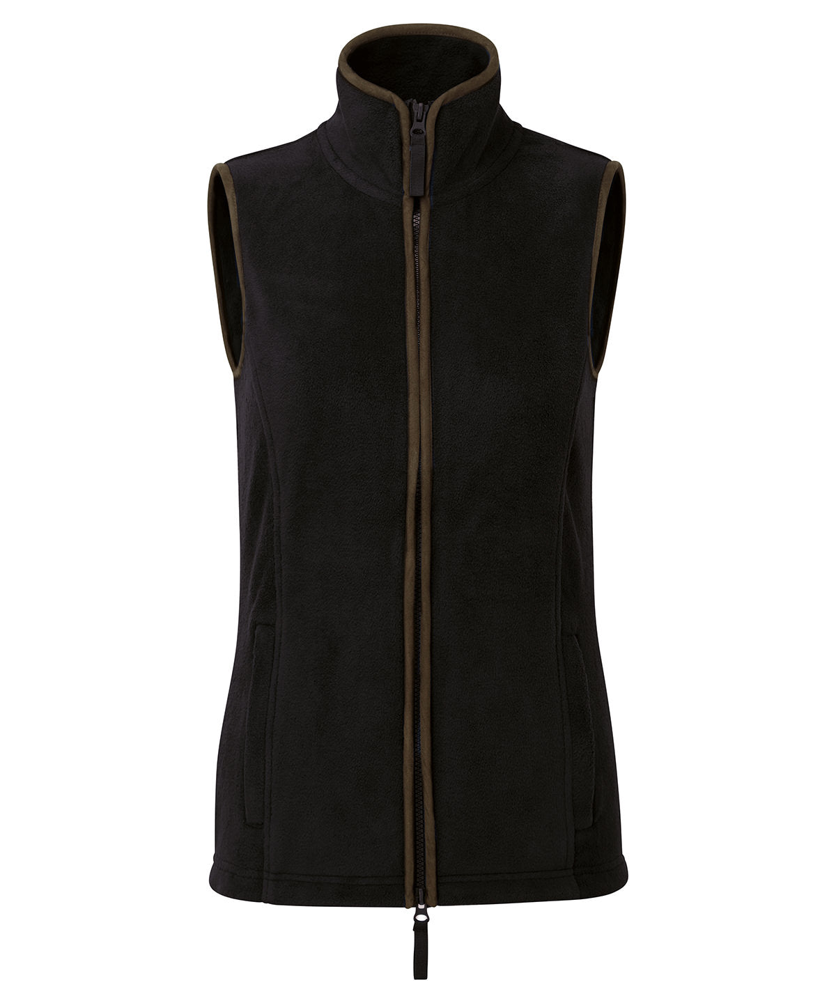 Womens artisan fleece gilet | black/brown