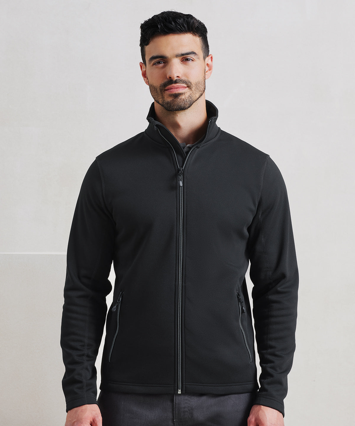 Mens spun dyed sustainable zip-through sweatshirt | black