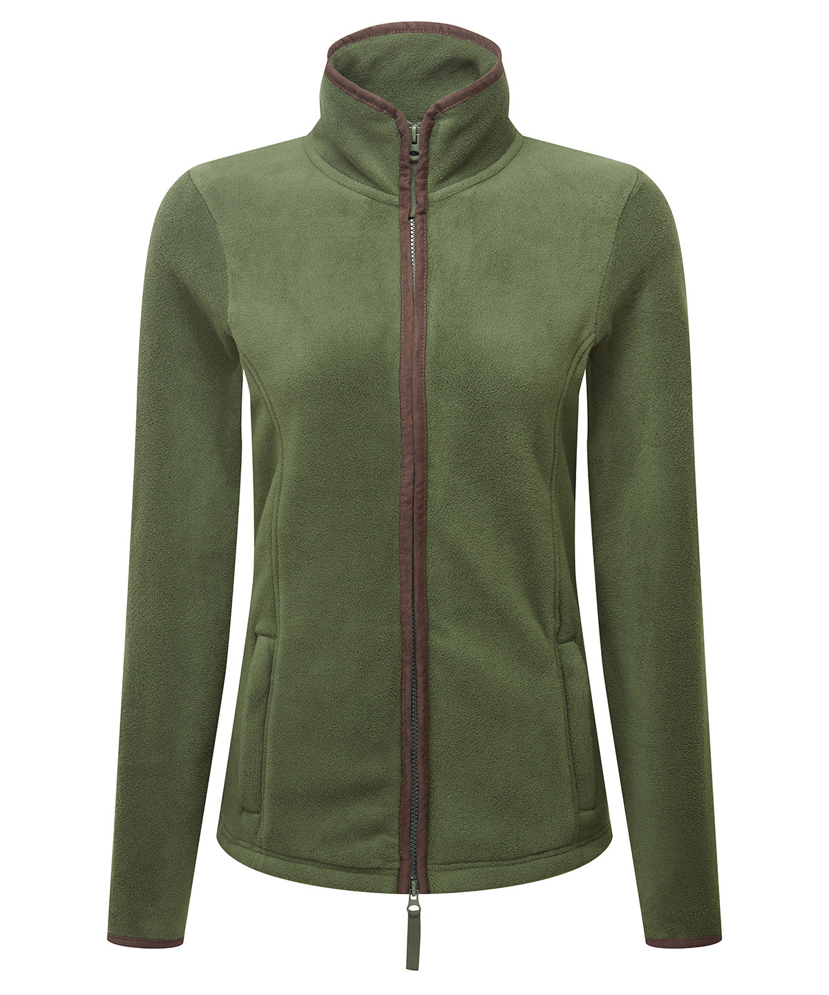 Womens artisan fleece jacket | moss green/brown