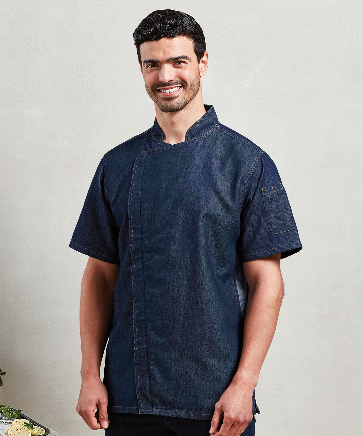 Chefs zip-close short sleeve jacket | white