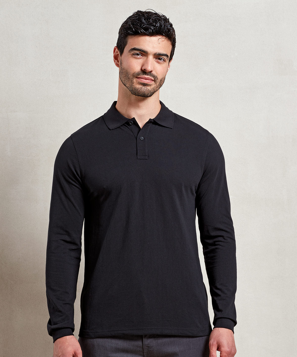 Essential unisex long sleeve workwear polo shirt | black