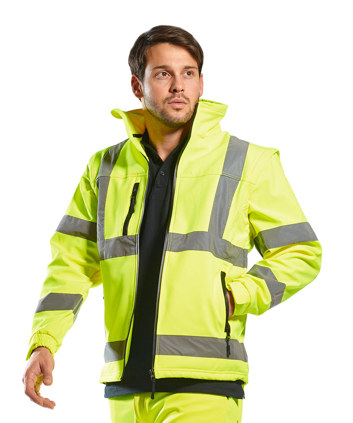 Portwest Hi-vis Softshell Jacket (S428) | Water Resistant & Breathable ...