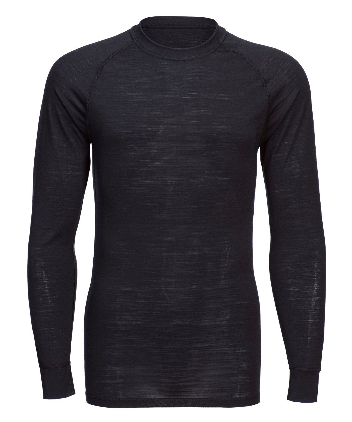 Merino wool crew neck long sleeve top | Black