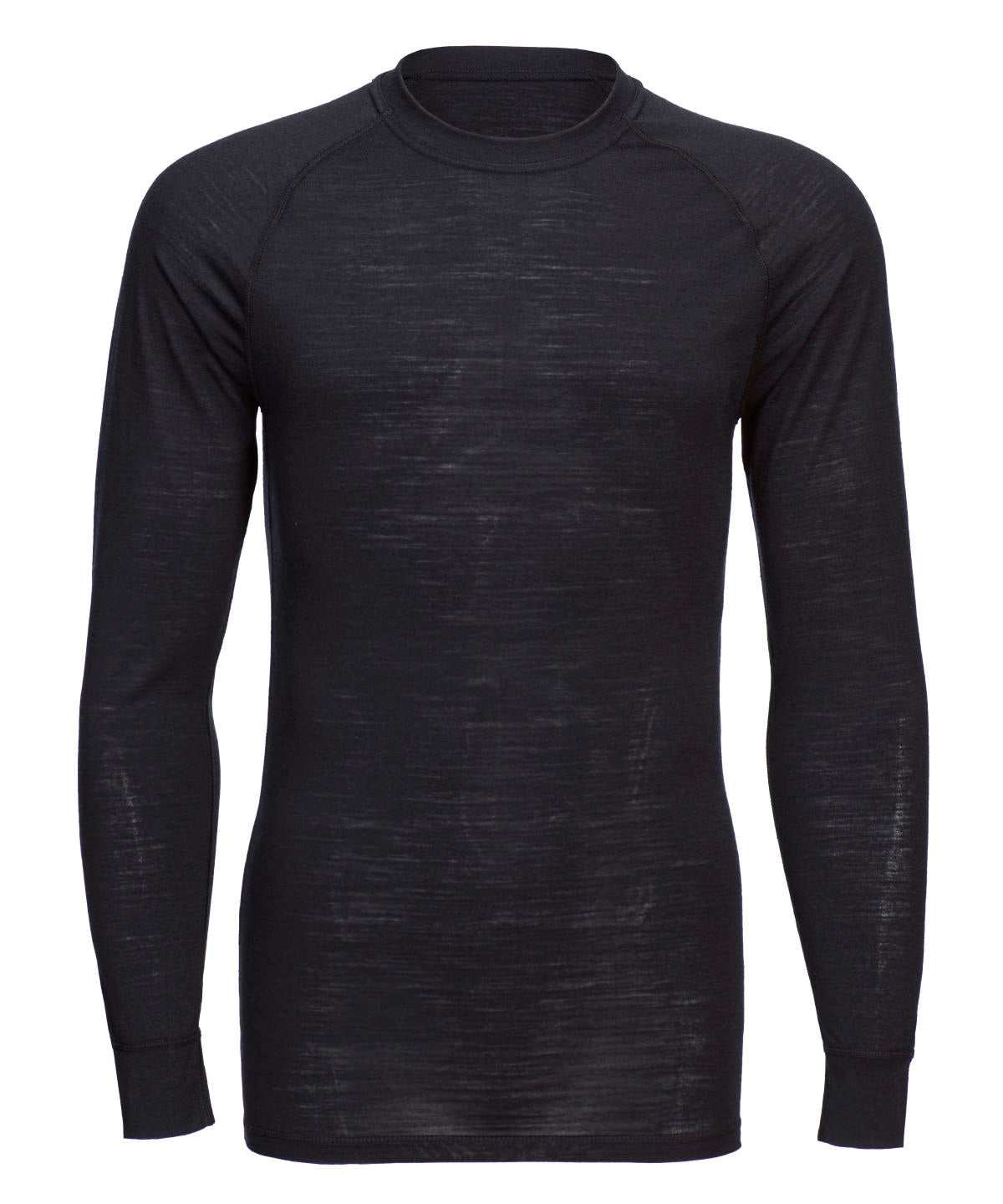 Merino wool crew neck long sleeve top | black