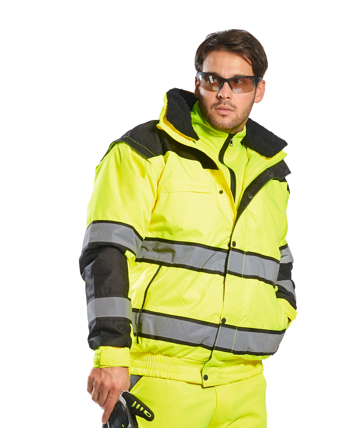 Hi-vis classic bomber jacket (C466) | yellow/black