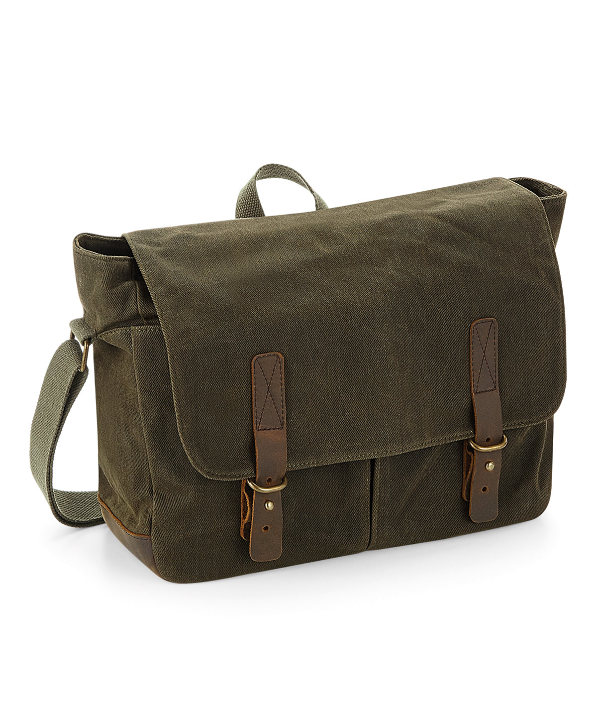 Heritage waxed canvas messenger | olive green
