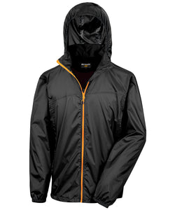 HDi quest lightweight stowable jacket | black/orange