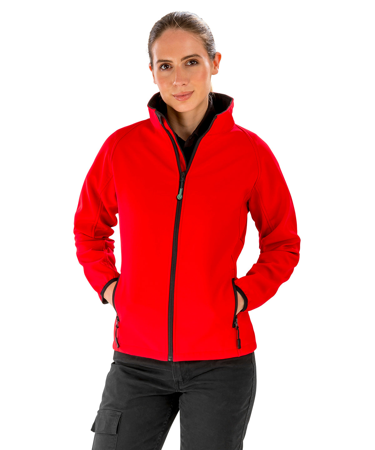 Womens Core printable softshell jacket | vivid green/black