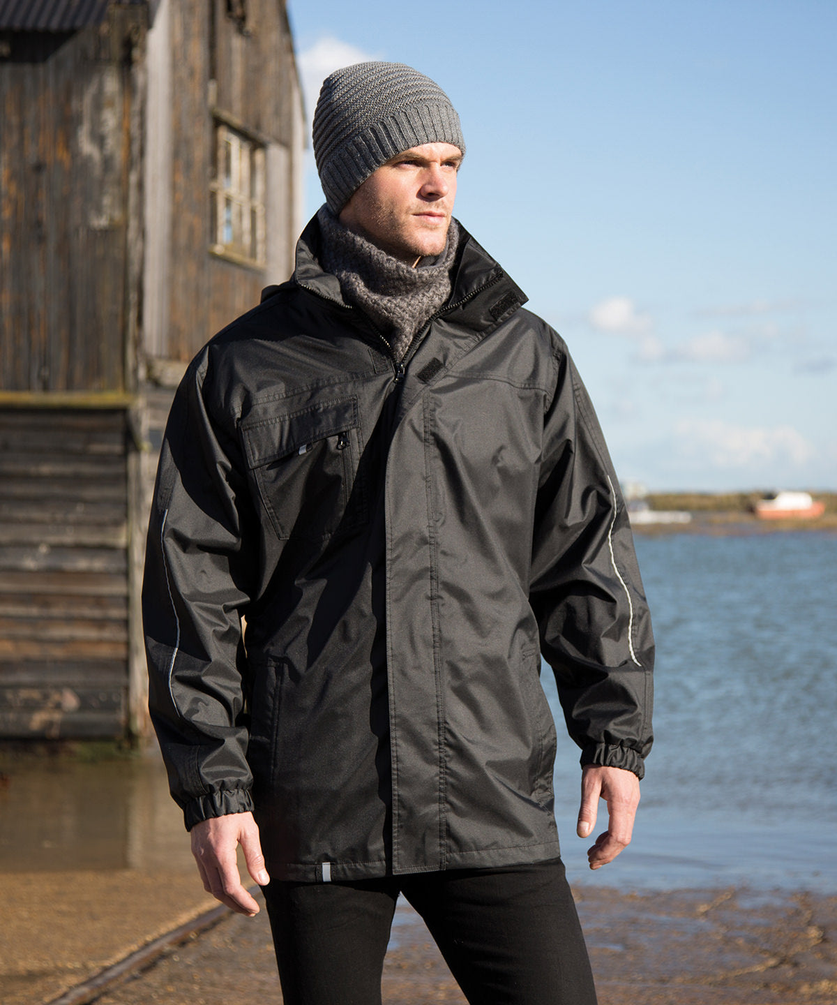 3-in1 CORE transit jacket with printable softshell inner | black