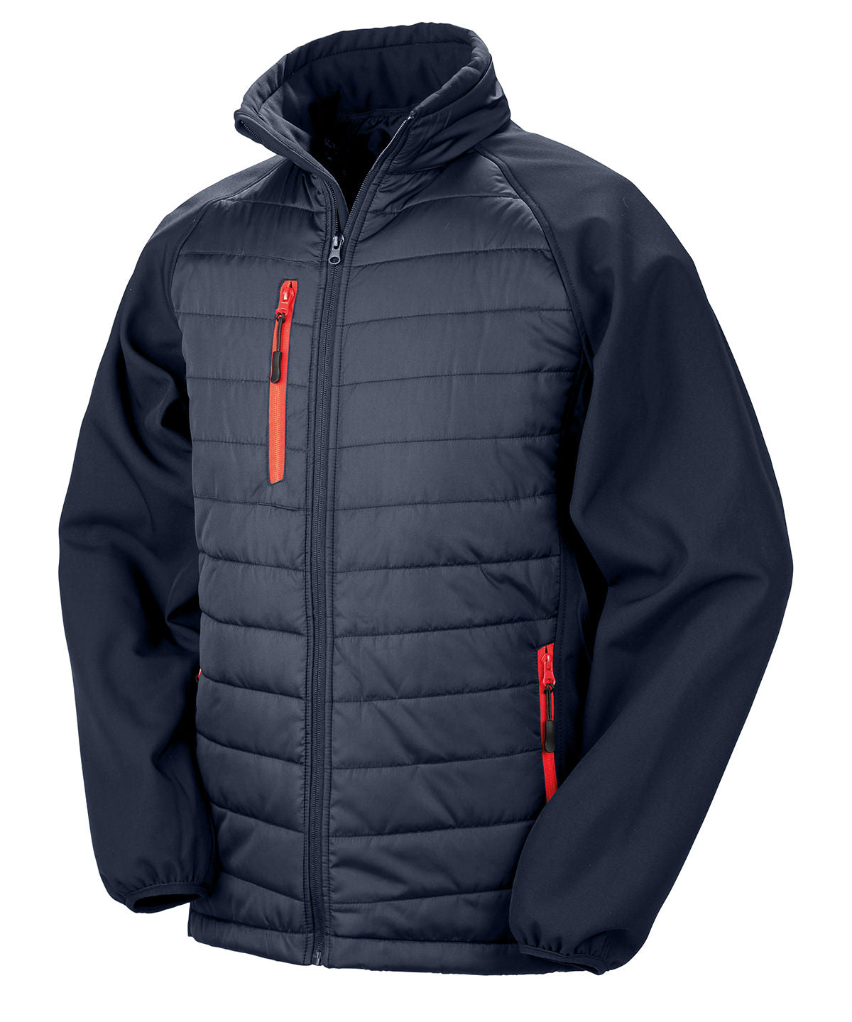 Compass padded softshell jacket | navy/red