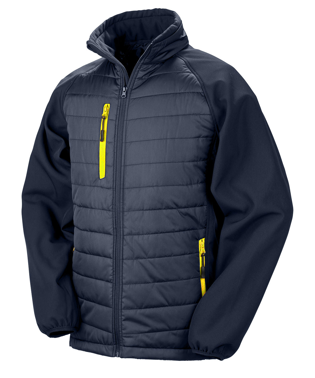 Compass padded softshell jacket | navy/yellow
