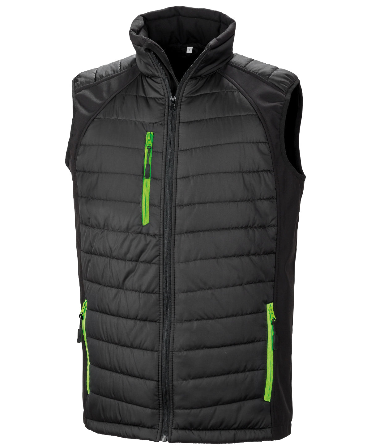 compass padded softshell gilet | black/lime