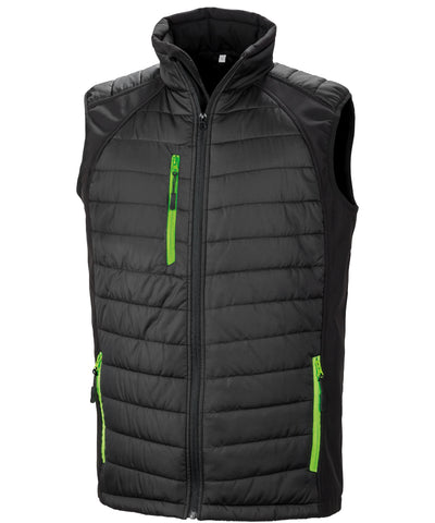 compass padded softshell gilet | black/lime