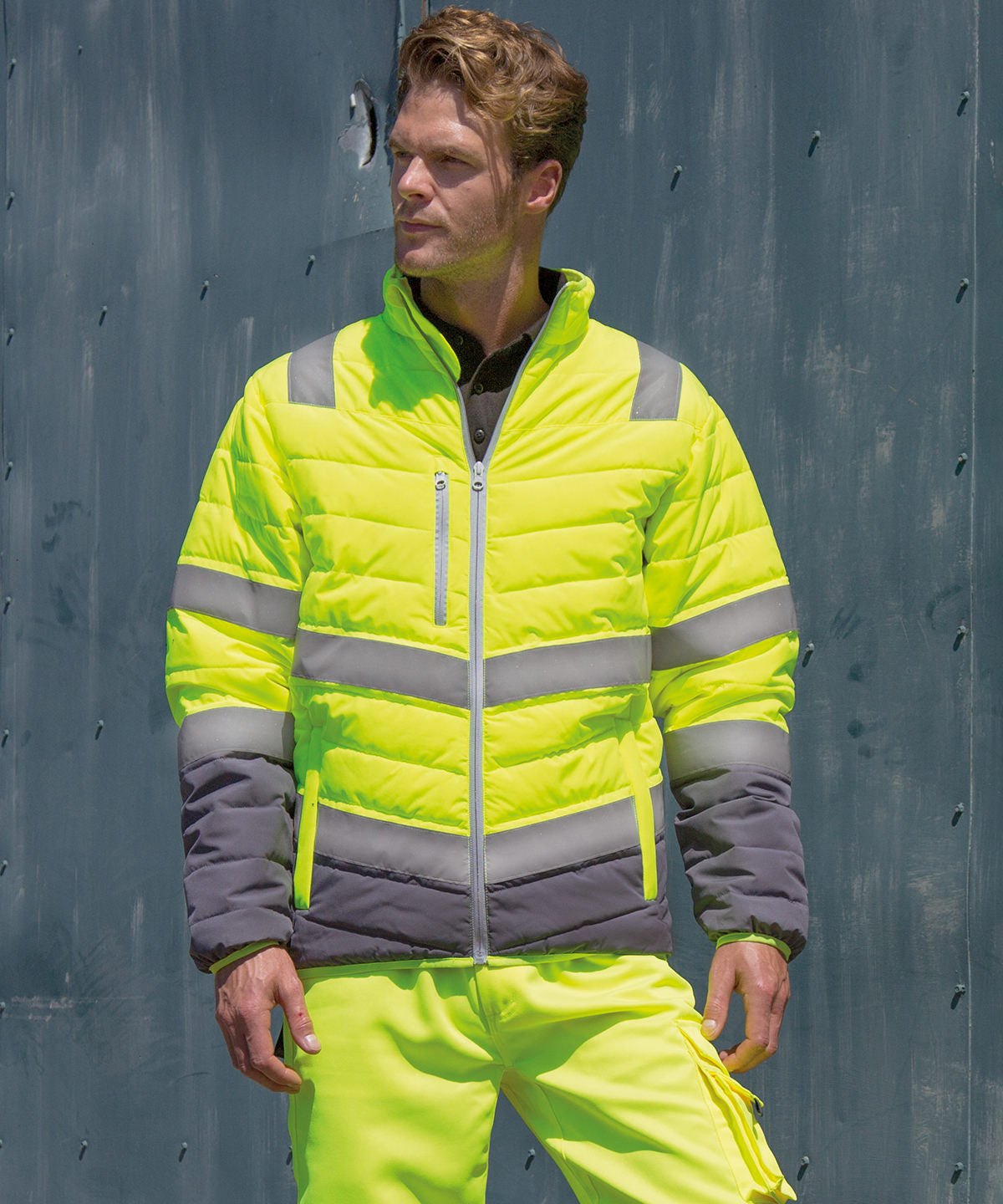 Soft padded safety jacket | fluorescent orange