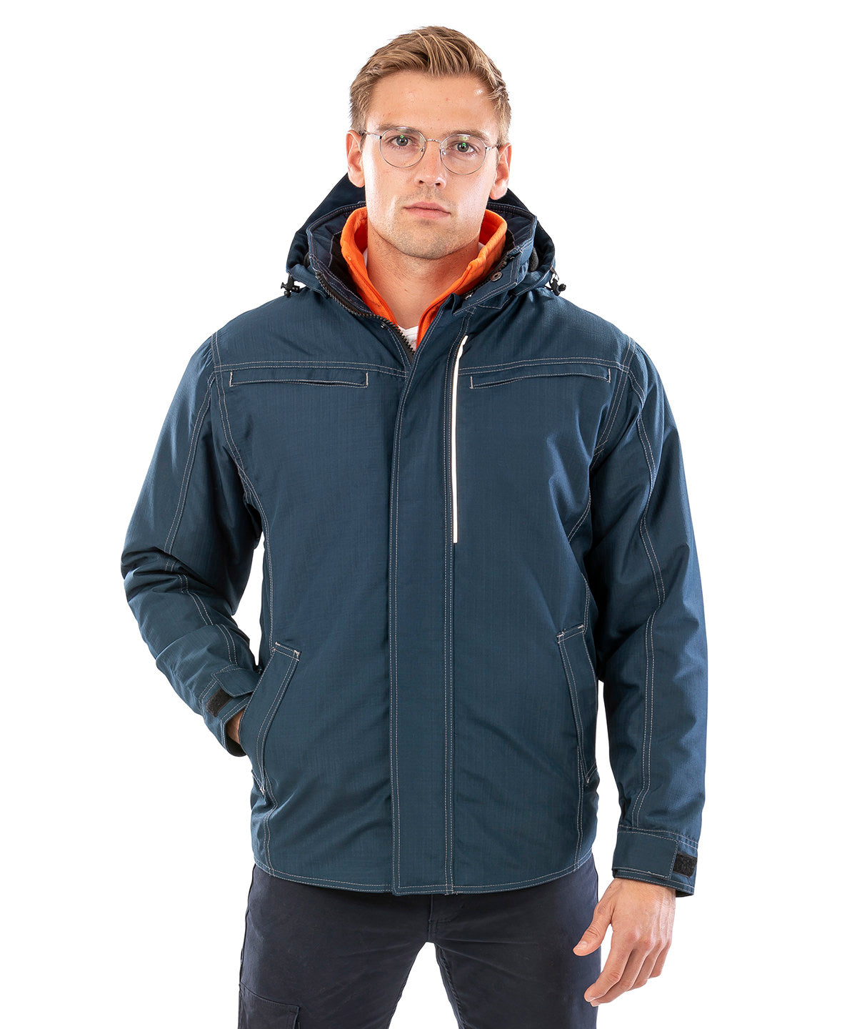 Denim texture rugged jacket | Navy