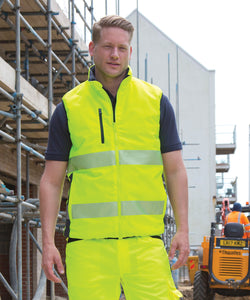 Reversible soft padded gilet | fluorescent yellow/navy