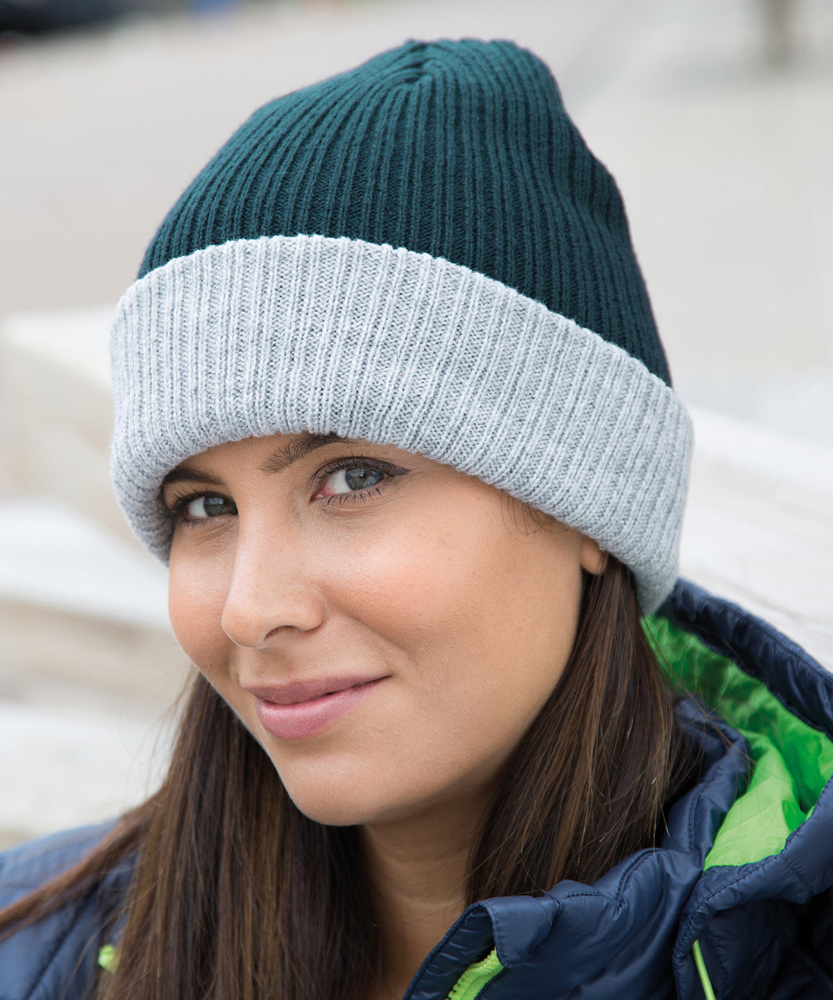 Double-layer knitted hat | black/grey