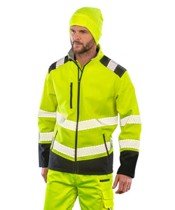 Printable ripstop safety softshell | fluorescent yellow/black