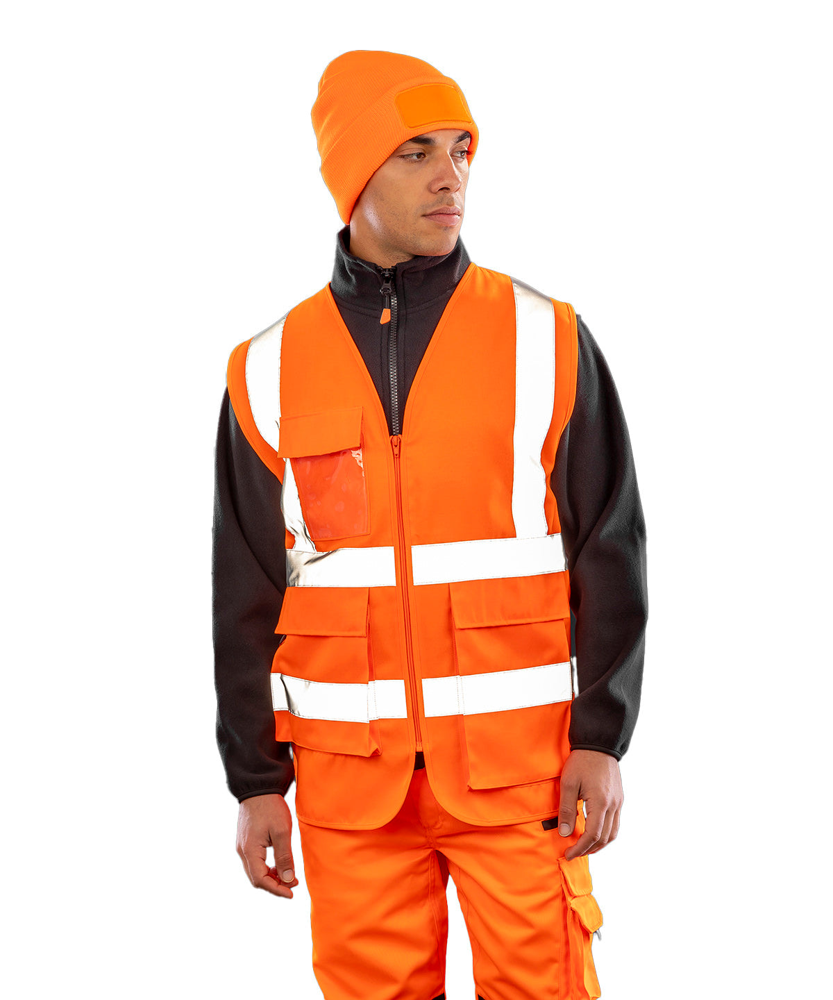 Heavy duty polycotton security vest | fluorescent orange