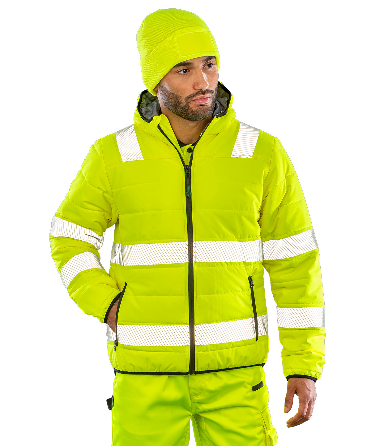 Recycled ripstop padded safety jacket | navy