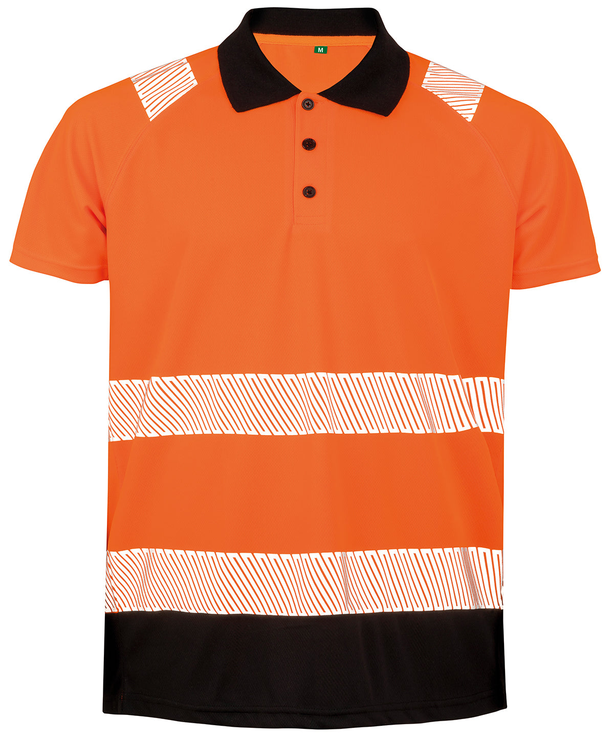 Recycled safety polo | Fluorescent Orange/Black