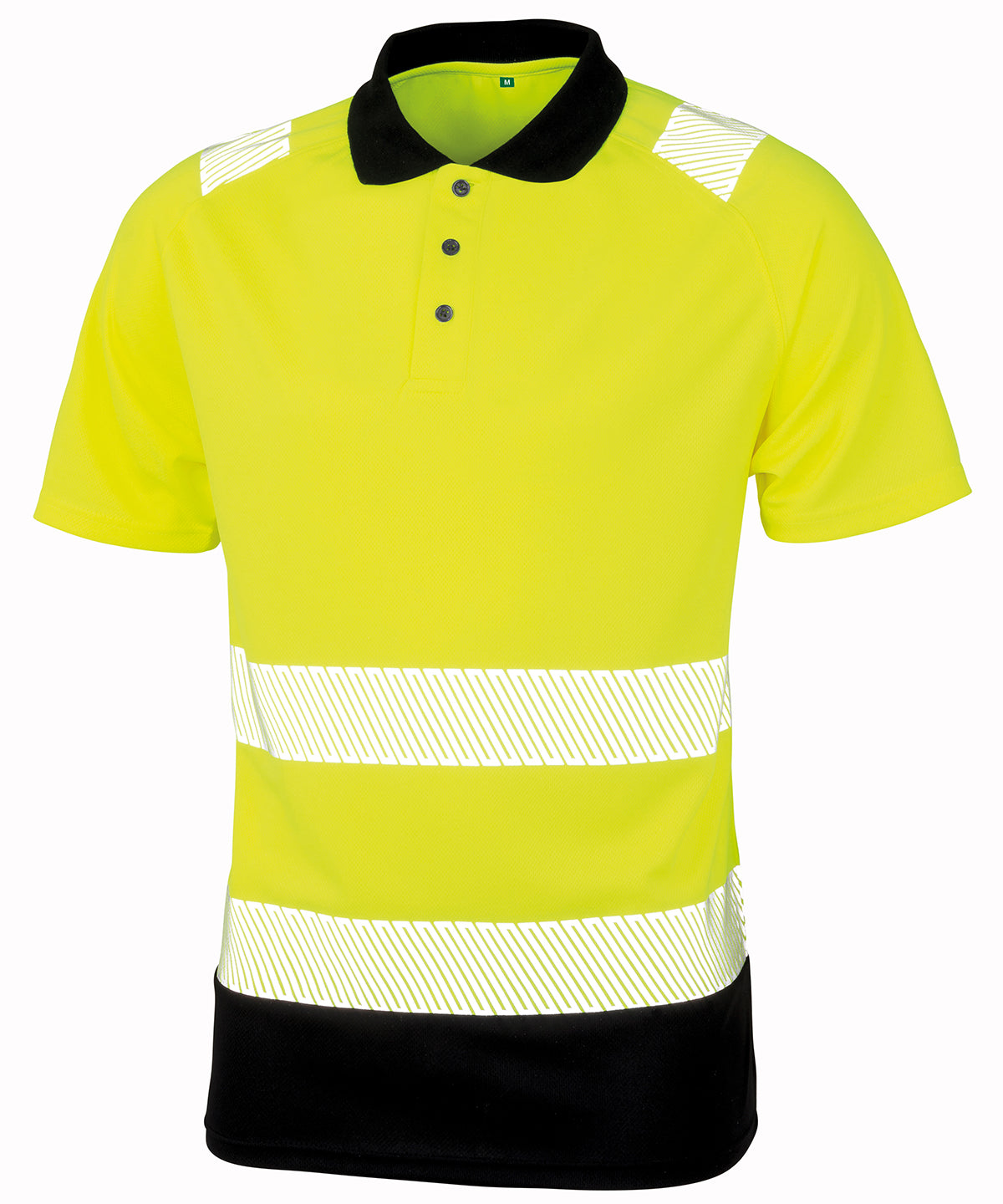 Recycled safety polo | Fluorescent Yellow/Black
